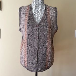 Handmade Oversized Wool Knit Sweater Vest Brown & Neutral Tones